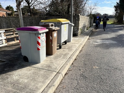 Photo 24 - Sidewalk travel obstructed by bins