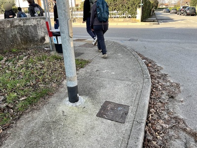 Photo 51 - Path narrowing due to poles and bins