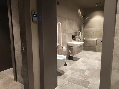 Bagno accessibile, ingresso