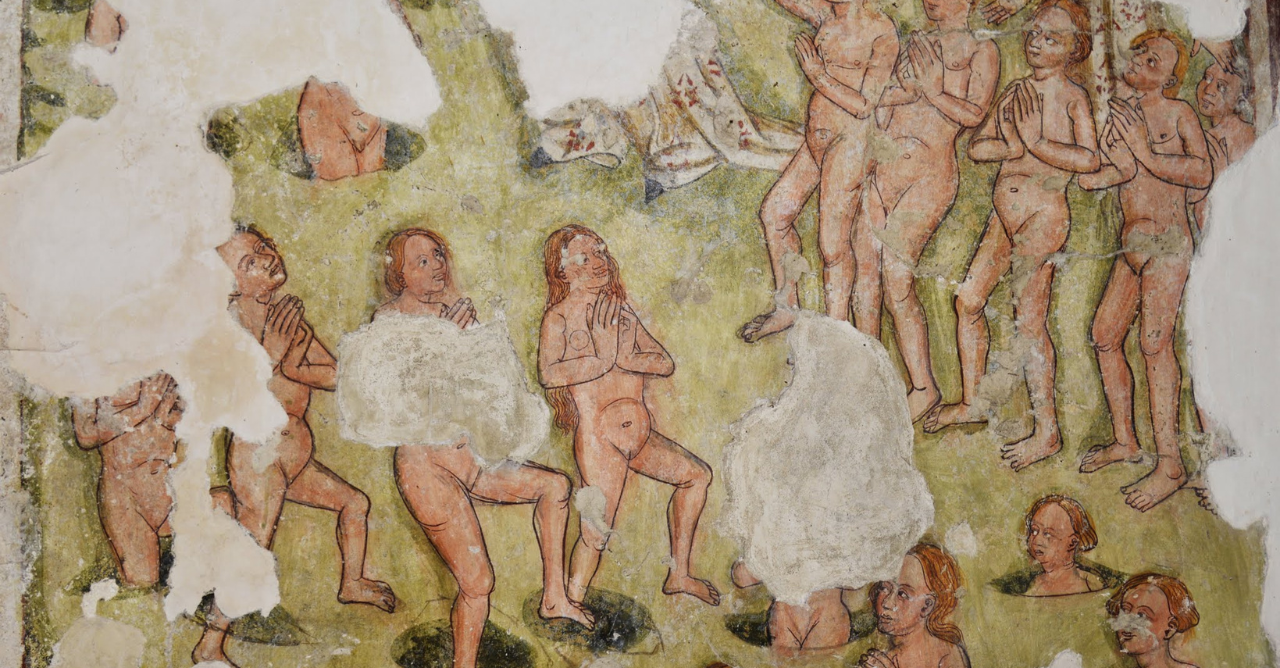 un mosaico di una chiesetta del percorso con personaggi biblici