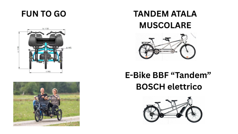 tandem elettrico e muscolare e bici fun to go